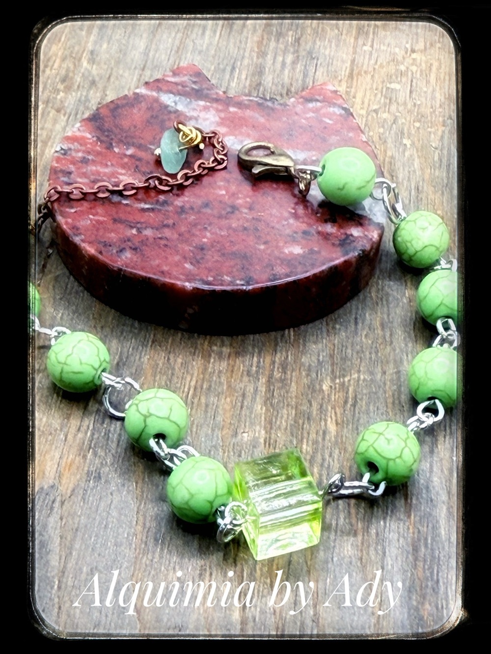 Apple Green turquoise  beaded bracelet with aventurine